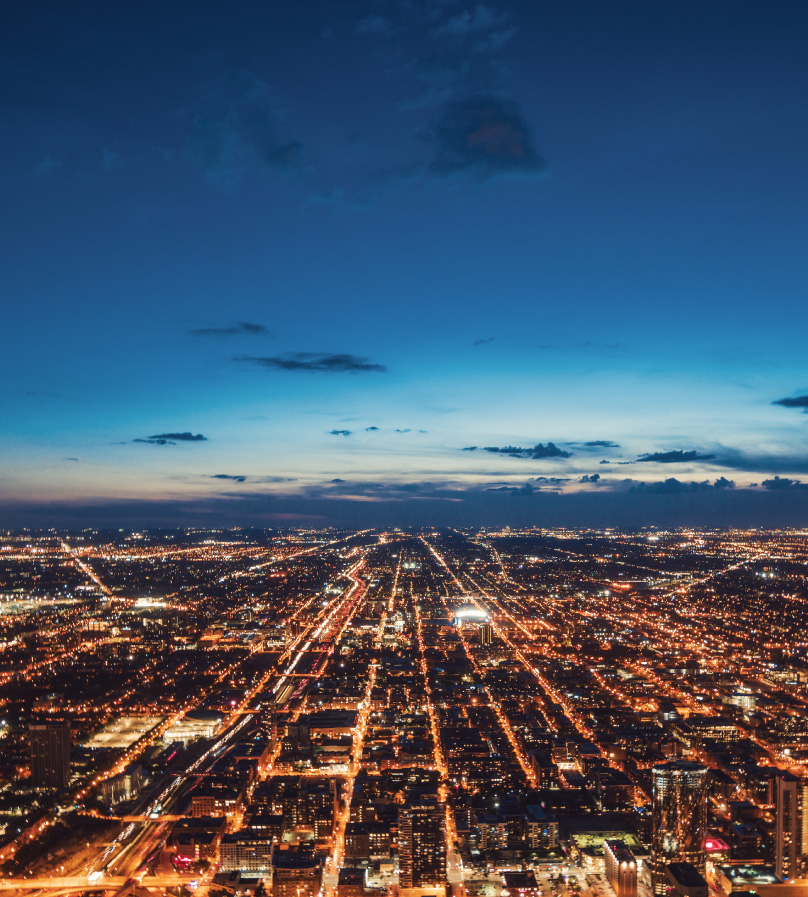 TAK broadband Website Background of lit up city