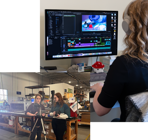 Caylin and Lilli Working on Video Recording and Editing