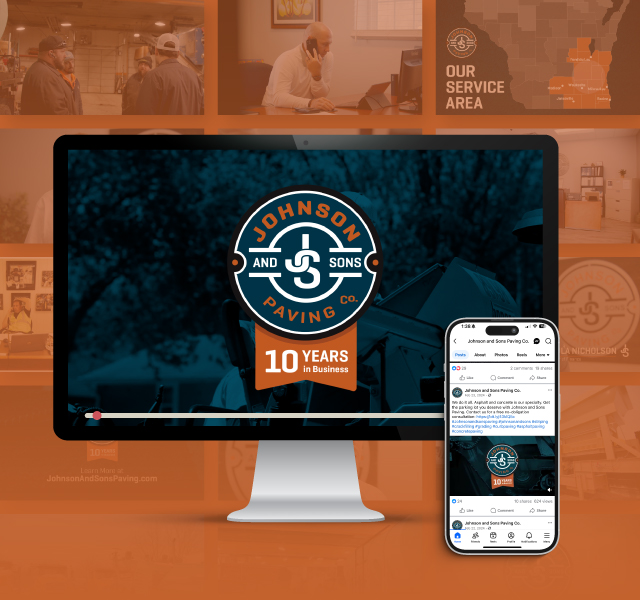 Johnson and Sons Header Video on Mac Monitor