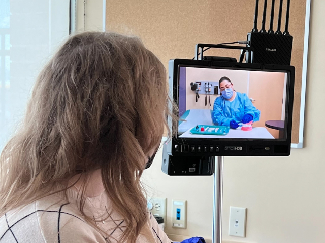 Caylin Recording Video for Thorasic Surgery Foundation