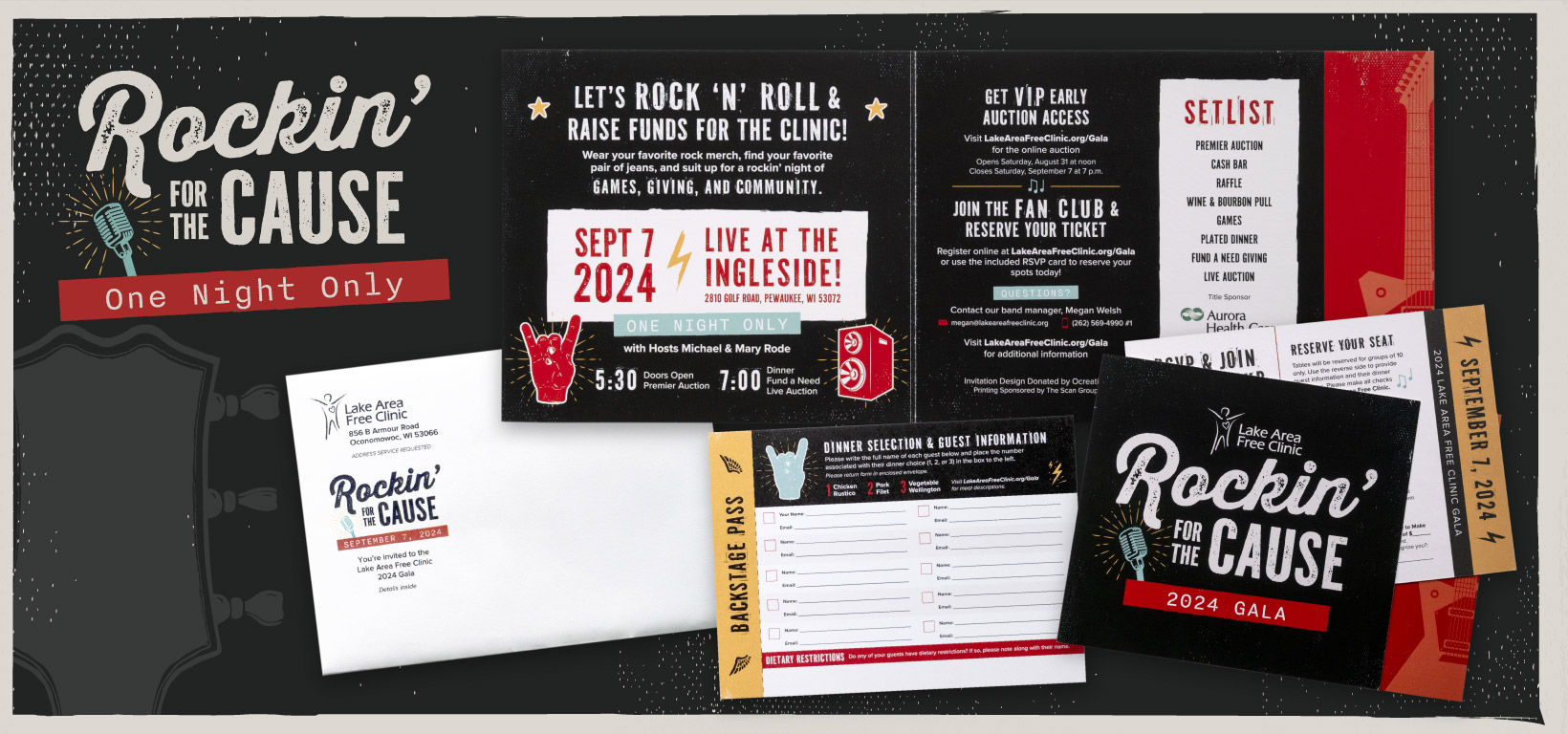 Rockin for the Cause 2024 Gala Print Materials Designed by Ocreative