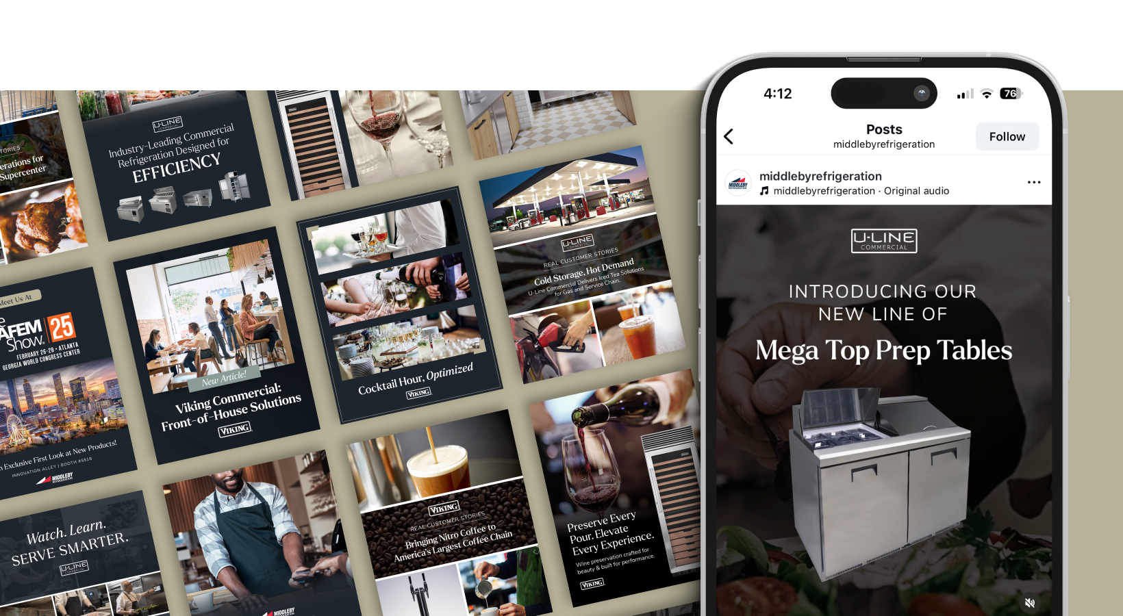 Collage of Social Media Posts Made by Ocreative for Middleby Refrigeration