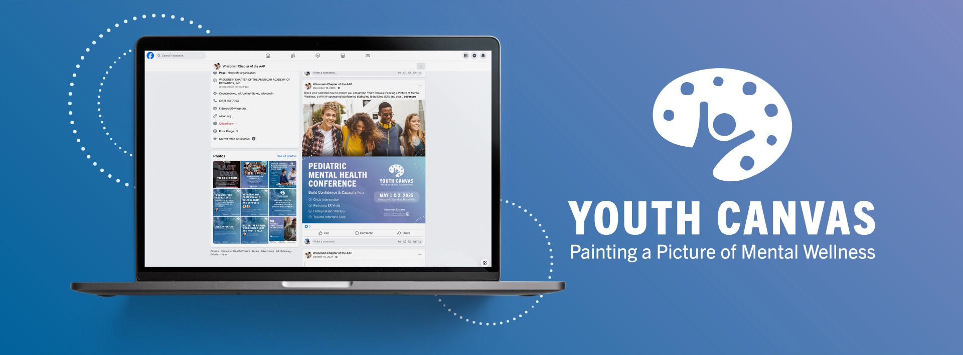 Youth Canvas Logo and Website Display on Laptop