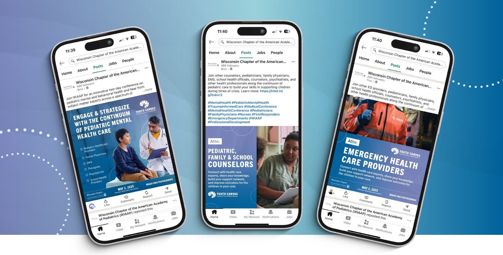 Phone Mockups of WIAAP Social Media Posts