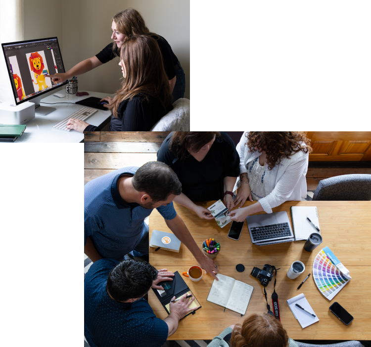 Ocreative Team Working on Color and Design Projects